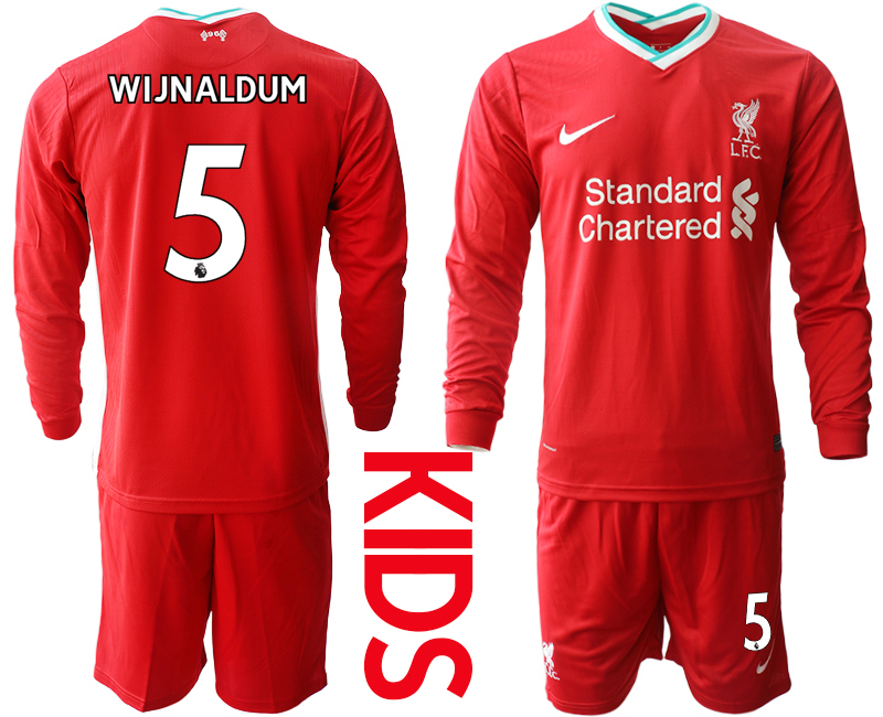 2021 Liverpool home long sleeves Youth #5 soccer jerseys